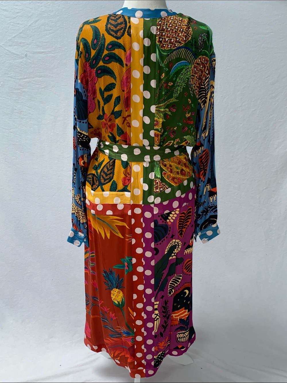 FARM RIO Red Earth Rainbow Long Sleeve Shirtdress Size Small - Picture 4 of 7